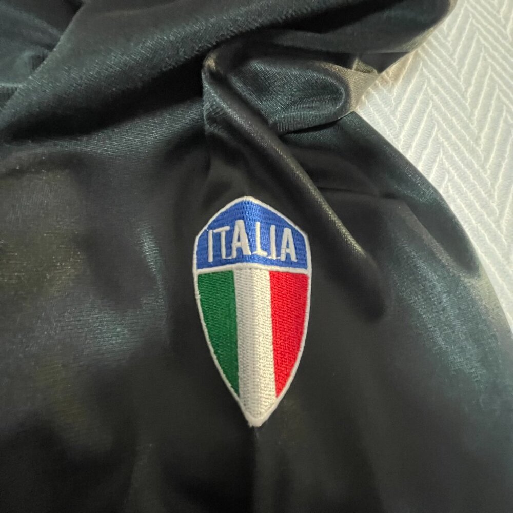 Italia Black Track Jacket 🇮🇹 Faux Leather Look Full Zip Size M - Picture 5 of 10